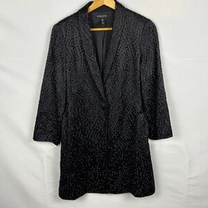 Eileen Fisher Embroidery Silk Long Jacket Sz PS Evening Formal Luxury Minimalist